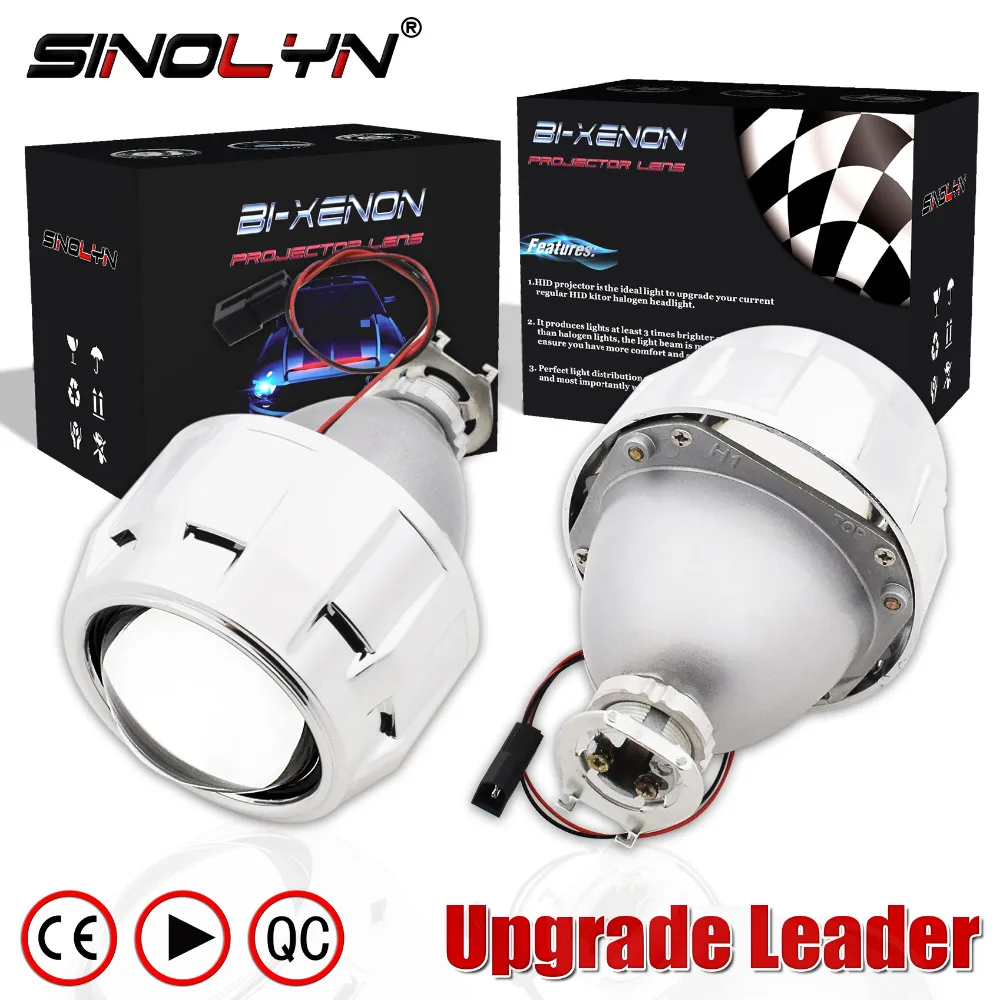 SINOLYN ترقية المعادن 2.5 زعيم HID Bixenon مصباح أمامي لجهاز الإسقاط عدسة H4 H7 استخدام H1 لمبة سيارة التصميم كشافات العدسات التحديثية DIY