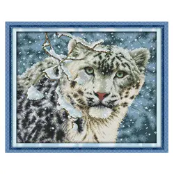 Радость воскресенье наборы вышивки крестиком DIY Snow Leopard dmc14ct11ct хлопчатобумажная ткань гостиная отель ресторан живопись оптовая продажа с