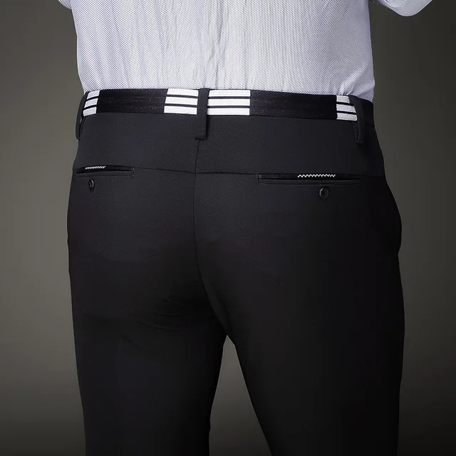 Buy Summer Mens Black Dress Pants Formal Pants Slim