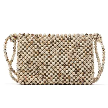

NEW-Women Acrylic Top-Handle Braided Bead Small Hollow Handbags Ladies Party Evening Bags
