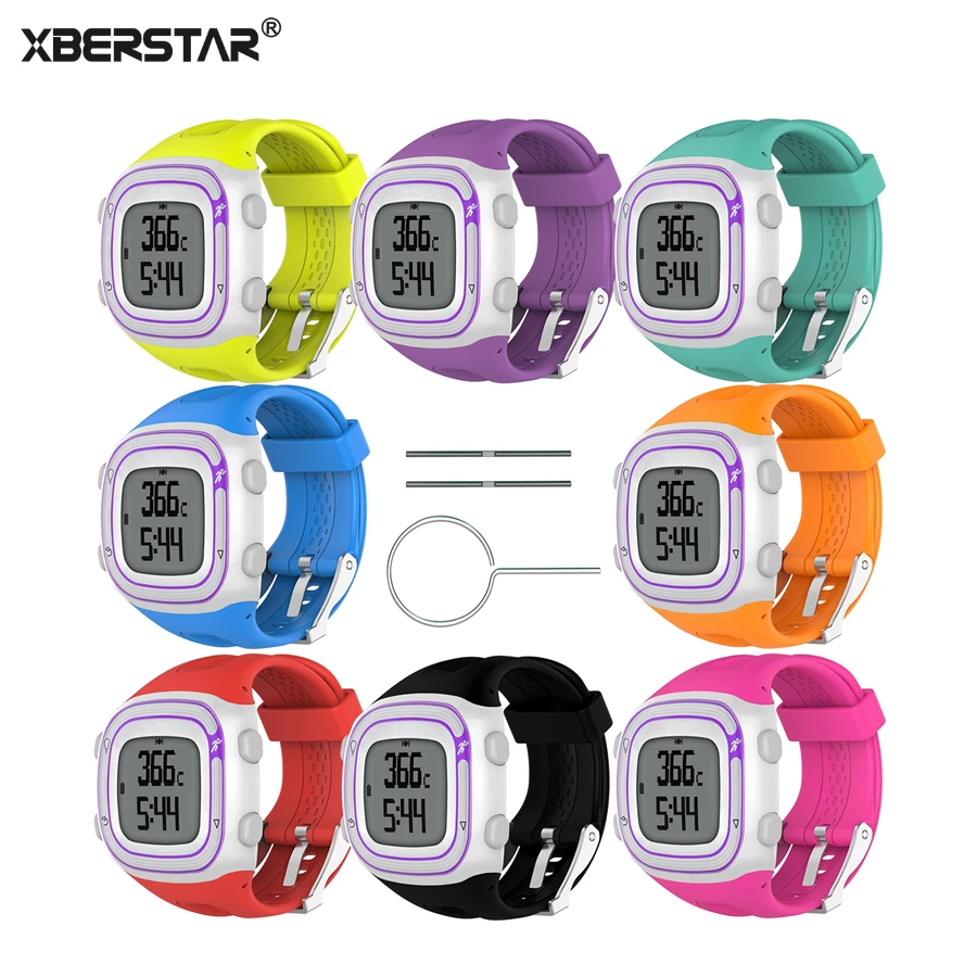 

XBERSTAR Watchband wrist band Strap for Garmin Forerunner 10 15 Small / Large for Men Women GPS Running Watch Sport Silicone