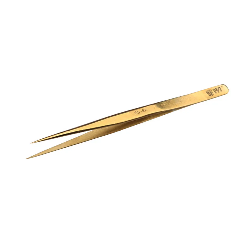 

1Pcs High Quality Portable Gold-plated stainless steel Straight Anti-static Tweezer Heat Resistant PCB Repair Tool