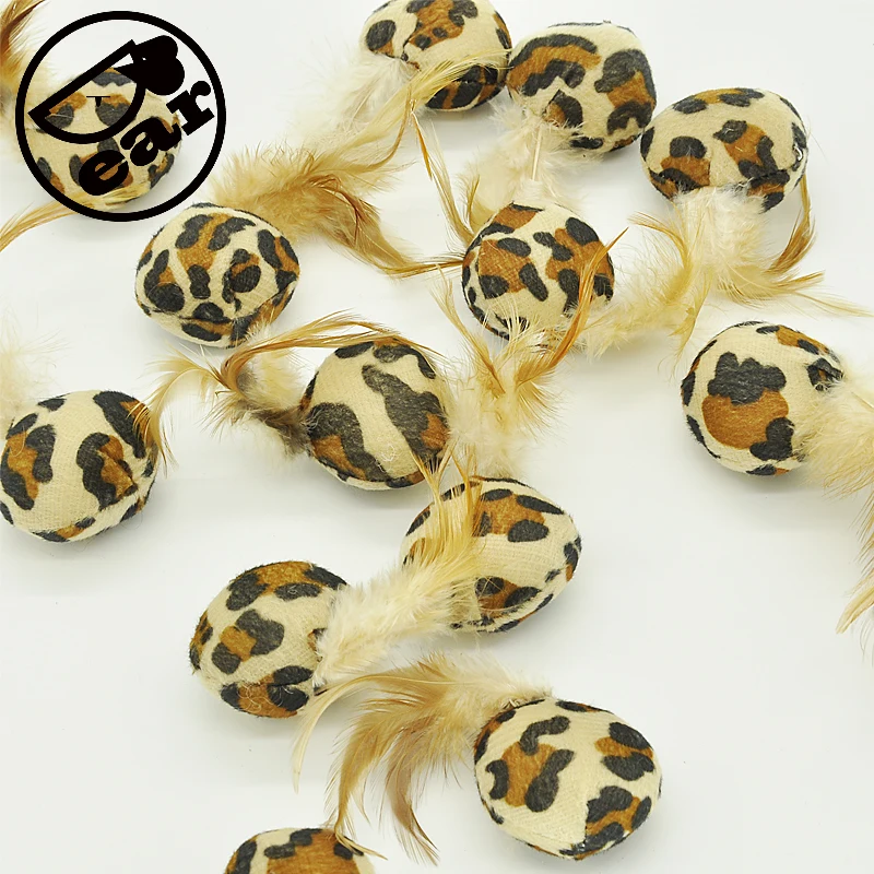 

10Pcs/lot leopard design Pet Cat Toys Mini Playing Toys with Feather Pet Cat Feather Mouse Toys
