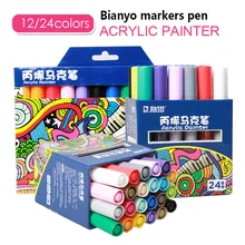 12/24 цветов, акриловая краска, художественный маркер, ручка 2-3 мм, кончик, маркеры для ткани, граффити, стекло, керамика, художественная краска, рисунок, маркер, ручка