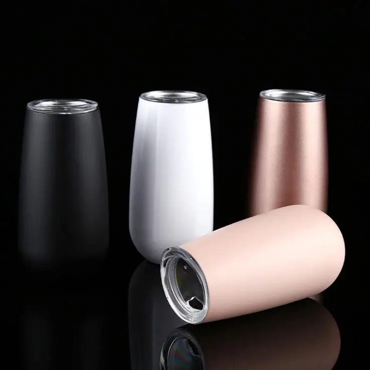 

Slim 6oz Double-Walled Vacuum Insulated Wine Tumbler Wine Cup Style Swig Egg Shaped Cup 304 Stainless Steel Wine Milk Tumbler