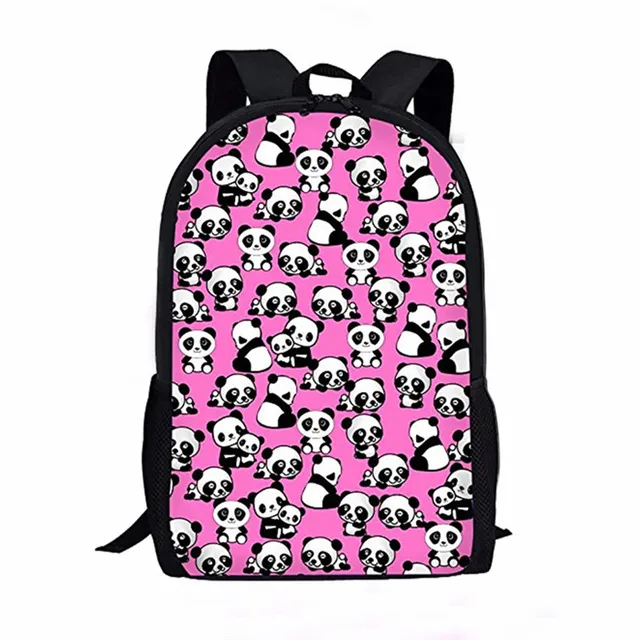 FORUDESIGNS Cute Panda Print Backpack for Girls Boys,Teenage Children Large Book Back Pack,3D