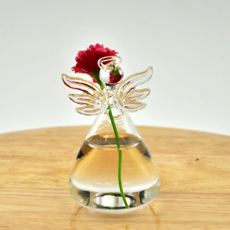 Angel Clear Glass Wall Vase Bottle Hanging for Plant Flower Indoor Outdoor Decorations