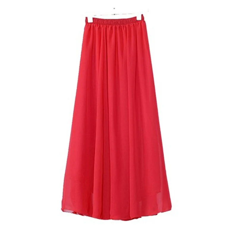 

2018 Summer New Skirts Womens Vintage Chiffon Long Skirt Mujer Casual Elegant Fashion A-Line Saias Femininas Harajuku Clothing