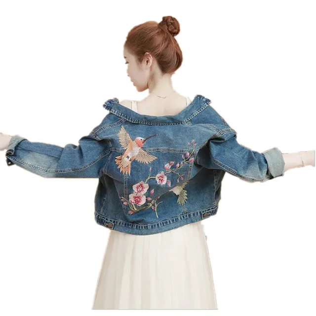 Bird Embroidery Women Basic Jackets Coats 2018 Spring Jeans Jacket Women Denim Outwear Women K243