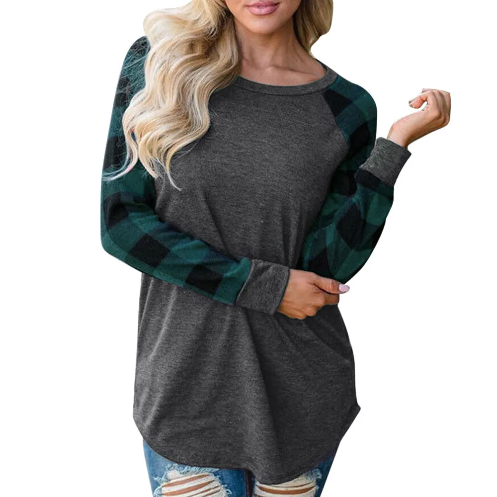 Свободные женские топы в шотландскую клетку с длинным рукавом|sweatshirt pullover|hoodie