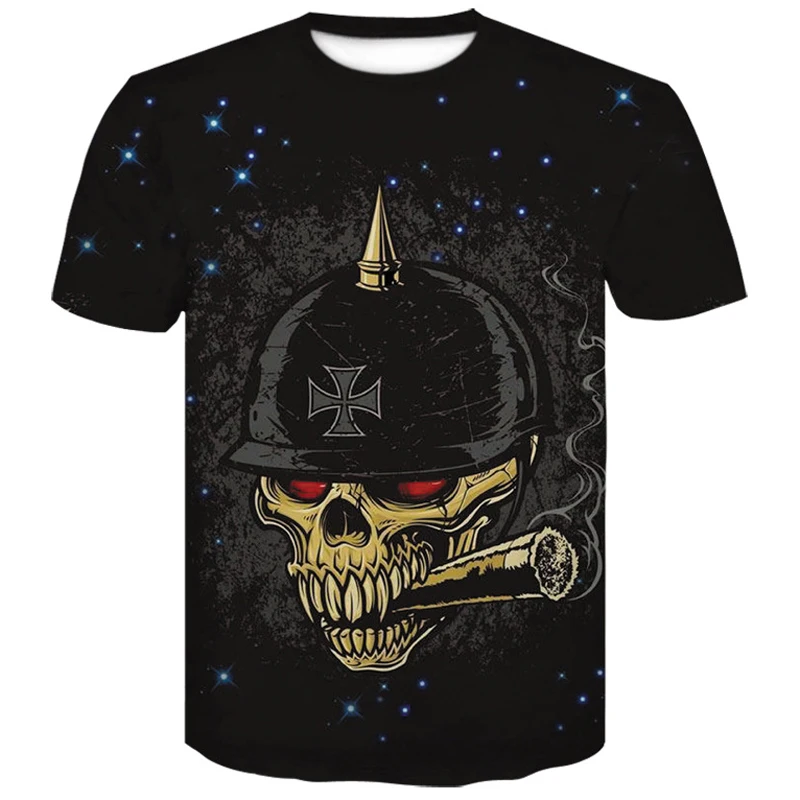 

Hot Selling Mens Skull 3D Print Men Short Sleeve T-shirt 3D T Shirt Casual Breathable tshirts 2019 New Summer O-Neck Tees Tops