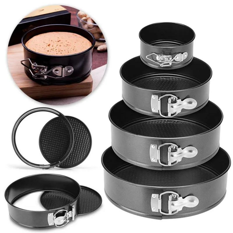 

2019 New Baking Mould Pan With Spring Latch Mold Cake Removable Bottom Cake Baking Mould Round Shaped Decorating Tools