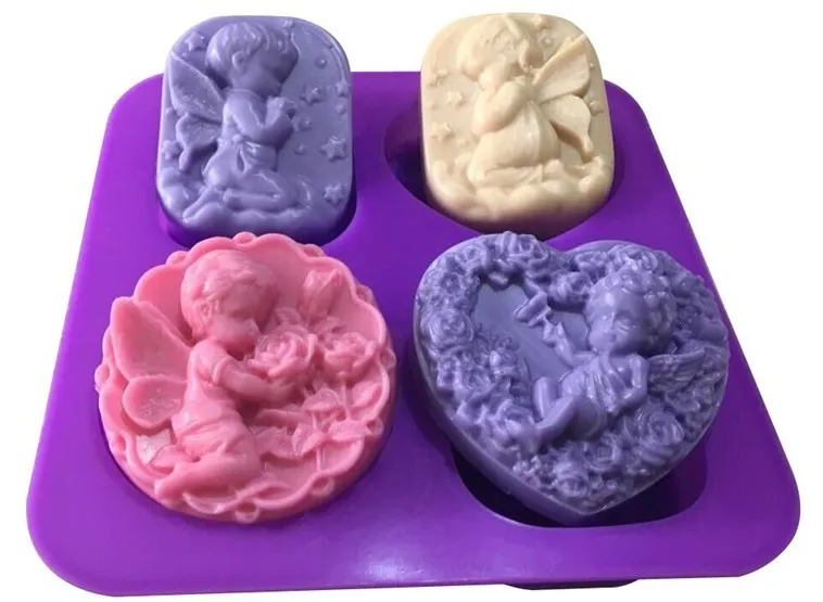 

4 hole Angels of different shap silicone cake mold soap mould Diy