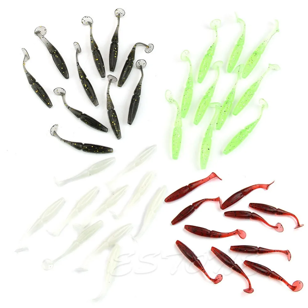 

[Toply] 10Pcs Soft Super Fishing T Tail Soft Worm Fishing Lures Bait Fishing Tackle 55mm