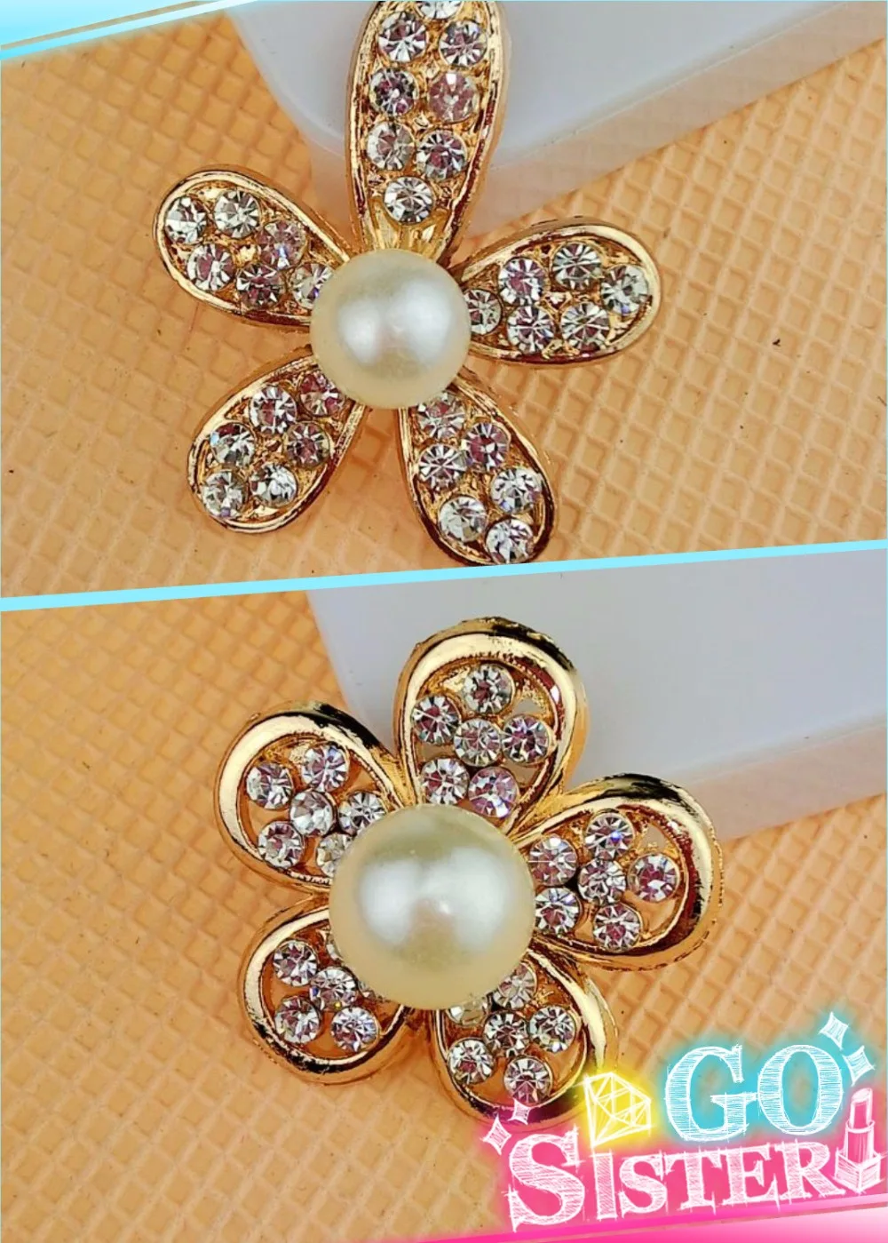 

20pcs /lot 2.8cm Cell Phone case DIY Rhinestone Pearl Alloy Flower Decoration Charms