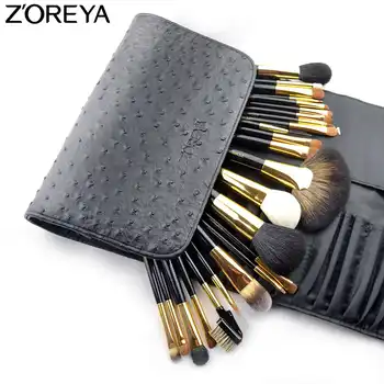 ZOREYA Brand Sable Hair 24pcs Makeup Brushes Set Professional As Make Up Tool For Beauty Woman Cosmetic Brush With Cosmetic Bag