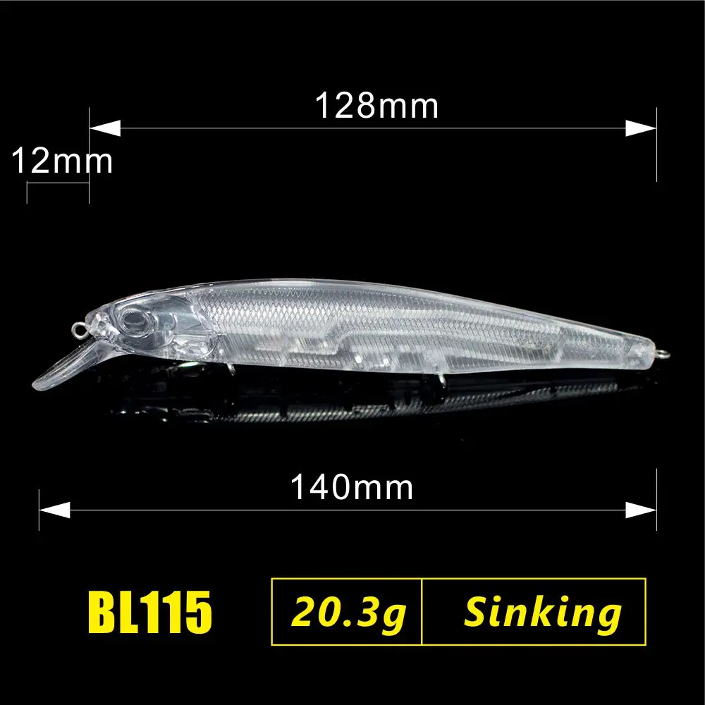 10 шт., жесткая приманка с обратным басом, 128 мм, 20,3 г, тонущий гольян, Неокрашенная рыболовная приманка, воблеры