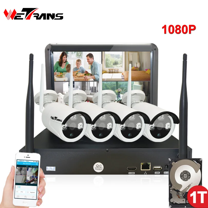 Wetrans Беспроводной безопасности Камера s Системы 1080 P HD P2P Wi-Fi IP Камера комплект домашнего видеонаблюдения IP66 Водонепроницаемый открытый