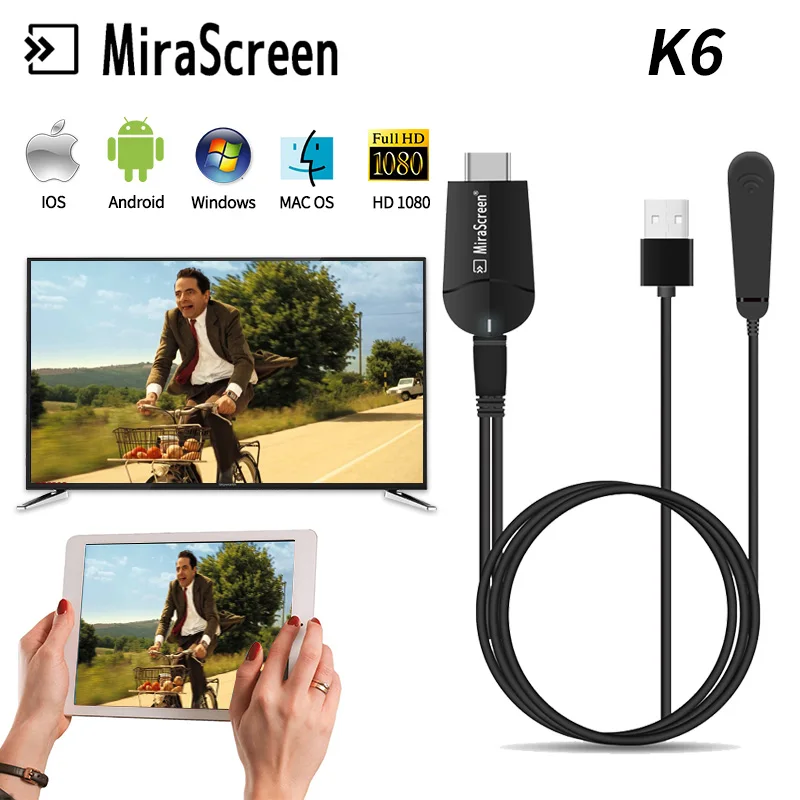 

K6 Wireless TV Dongle MiraScreen WiFi Display Receiver 5G 4K 1080P HDMI tv stick Miracast Airplay Mirroring For ios /Android