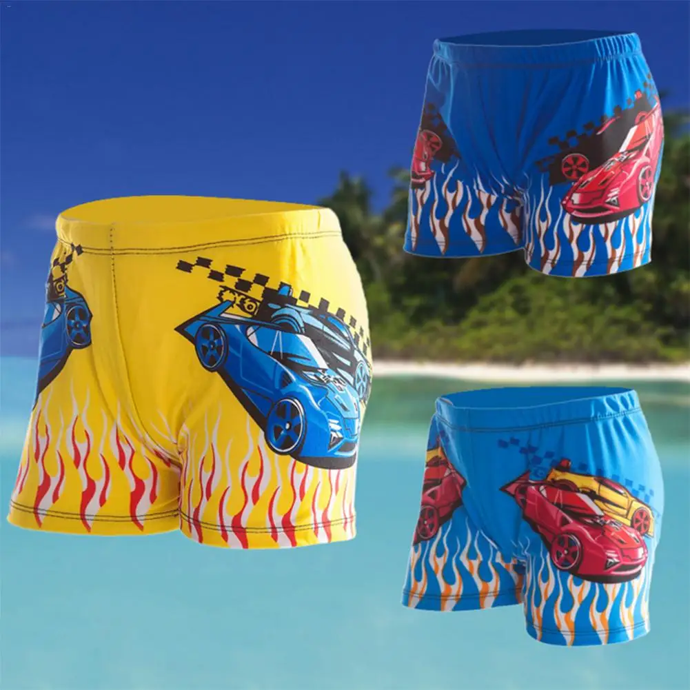 Детские плавки пляжные плавательные шорты с мультипликационным принтом Рисунок выглядят мило и красиво эластичные мальчиков Плавание одежда желтого и голубого цветов