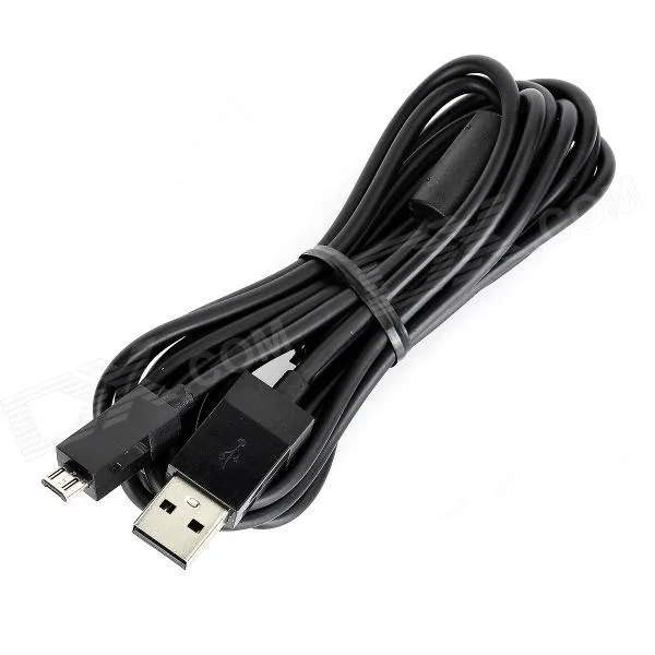 Black 2 in 1 USB Data Connecting Cable Controller Charging Cable with