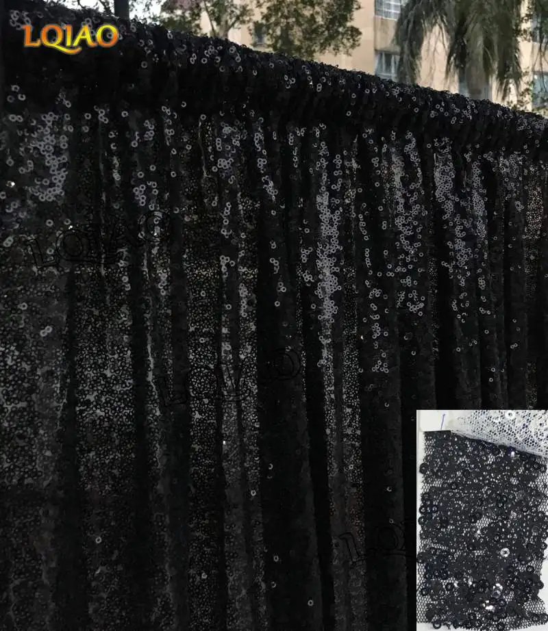 Black LQIAO 10FTX10FT занавес с блестками фон, розовое золото блестящая ткань с блестками фон, фотография занавес s для свадьбы Рождество - Цвет: Black