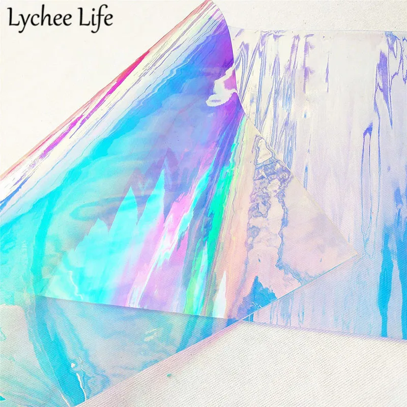 Lychee Life лазерная прозрачная кожаная ткань красочные ПВХ ткань DIY для пошива домашней одежды одежда аксессуары поставки