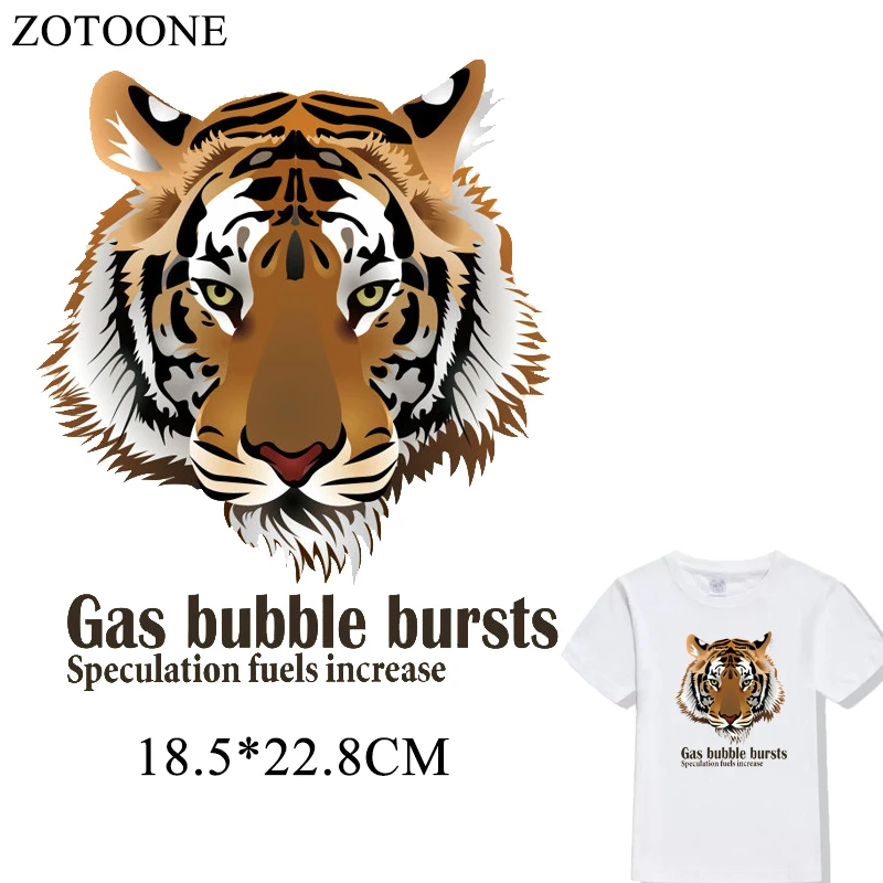 

ZOTOONE Tiger Iron On Patch Applique Tiger Embroidered Iron-on Transfers Letter Patches For Clothes Decoration A-level Washable