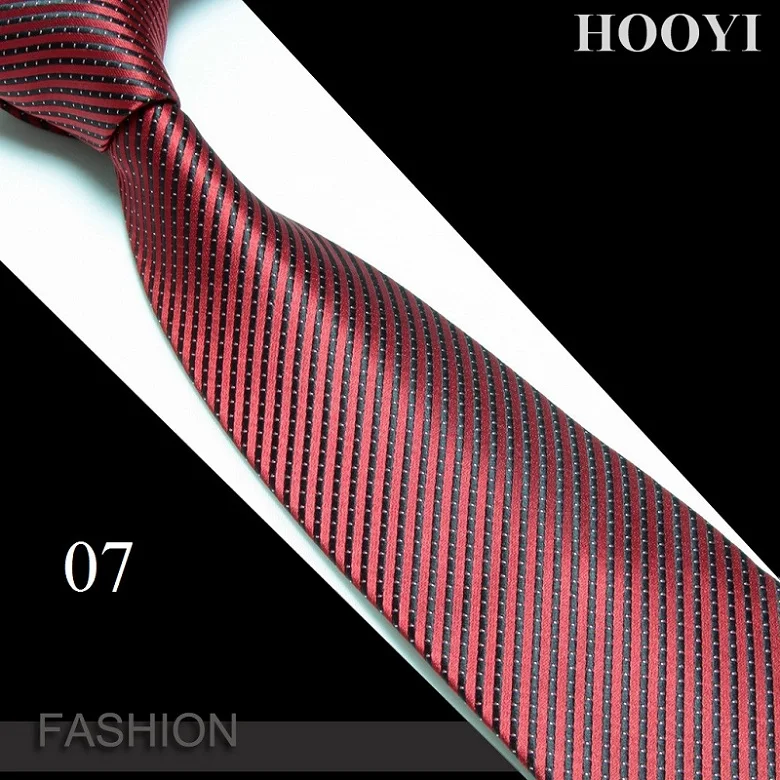 07 HOOYI в полоску шеи галстуки для мужчин галстук бизнес шейный платок из микрофибры свадебный подарок - Цвет: 07