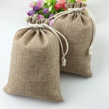 20 stücke Vintage Naturleinen Hessia Geschenk Süßigkeiten Taschen Hochzeitsfestbevorzugung Beutel Geburtstag Lieferungen Kordelzug Jute Geschenk Taschen(China)
