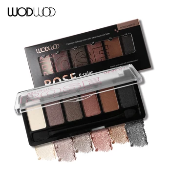 

Wodwod Makeup Brand Rose 6 Color Eyeshadow Palette Waterproof Shimmer Eye Shadow Matte Glitter Natural Silky Pigments