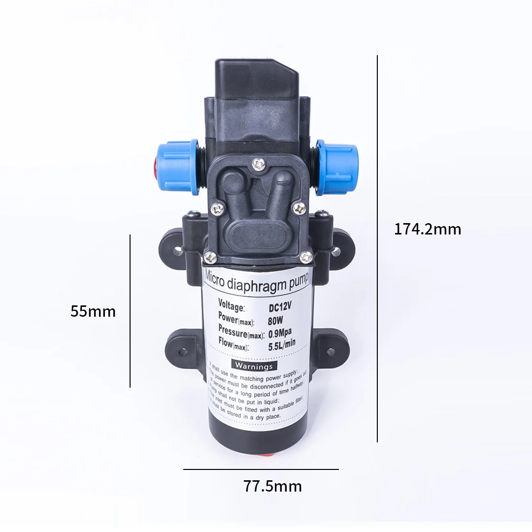 DC 12V 80W 130PSI 5.5L/мин мембранный насос Самовсасывающий высокого давления водяной вагон переключатель гнездо для сада Camper