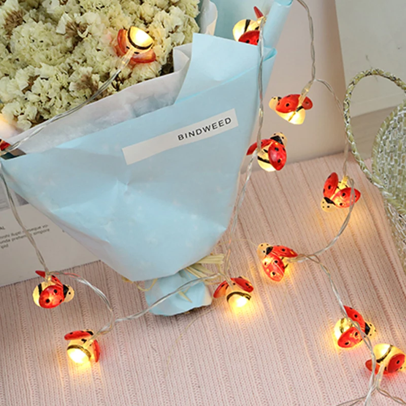 

Ladybug Lamp String 2M 20lights Handmade Creative Cute Party Room Battery Operation Party DIY Bedroom Decoration