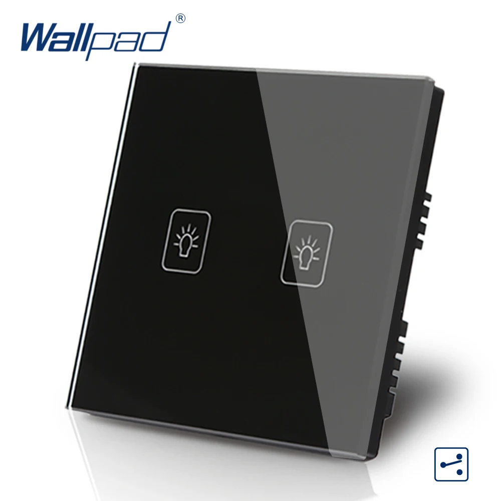 2 Gang 2 Way Switch Wallpad Luxury Black Crystal Glass