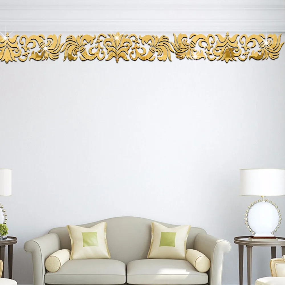 Ceiling Diagonal line Mirror Wall Sticker for living Room bedroom home