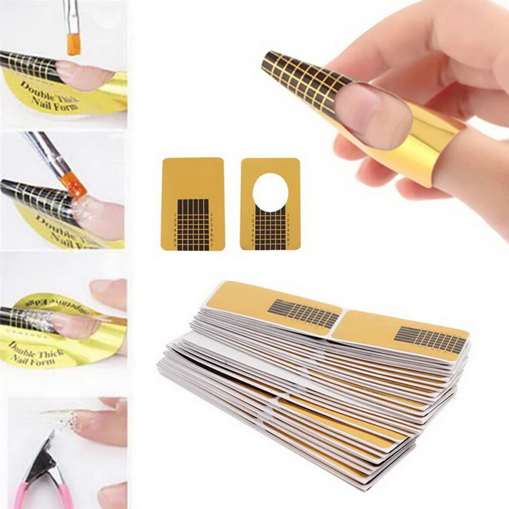 100Pcs Professional Acrylic Gel Nail Art Form Guide Sticker Extension Polish Curl Tips Tools For Women | Красота и здоровье