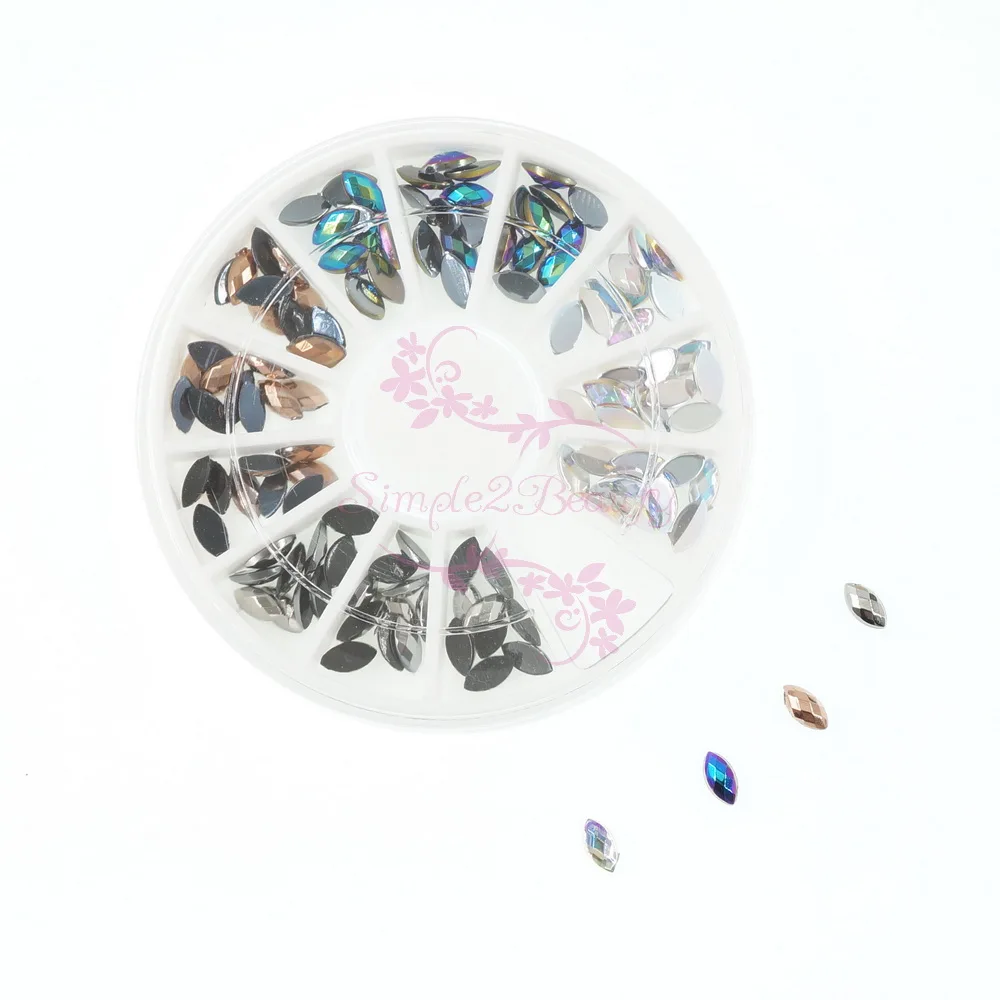 3x6MM Horse Eye Shape Marquise Earth Facets Acrylic Flatback Rhinestones 3D Nail Art Manicure Crafts DIY Design Decor Accessory | Красота и