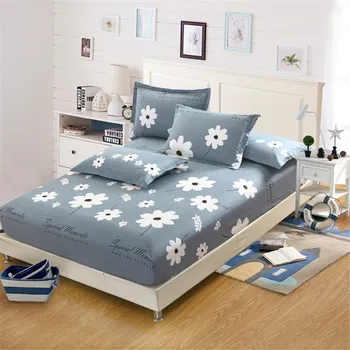 

Rural Style white green tree Leaf plant Bedding 100% Cotton Bed Fitted Sheet Elastic mattress soft pillowcases adults kids gifts