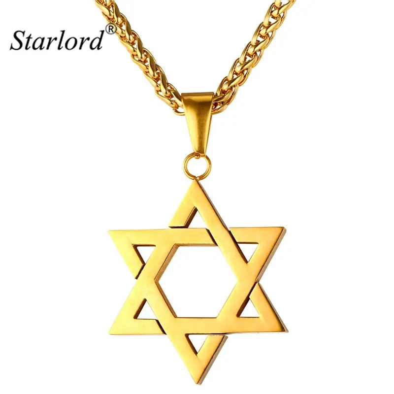 

Starlord Star Of David Pendant Necklace Jewelry Stainless Steel/Gold Color Chain Charms Hexagram Necklace Men/Women GP1813