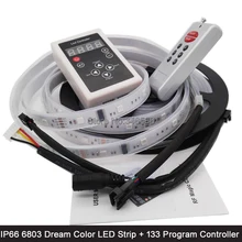 5M 12V 6803 IC Dream Color RGB LED Strip 5050 SMD 30LED/m IP66 Waterproof Chasing Magic Color Tape + 133 Program RF Controller