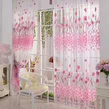 Занавеска с цветочным узором для спальни, тюль, прозрачная вуаль, занавеска s, 2 шт., для двери, окна, полупрозрачное украшение, с цветочным принтом, пион