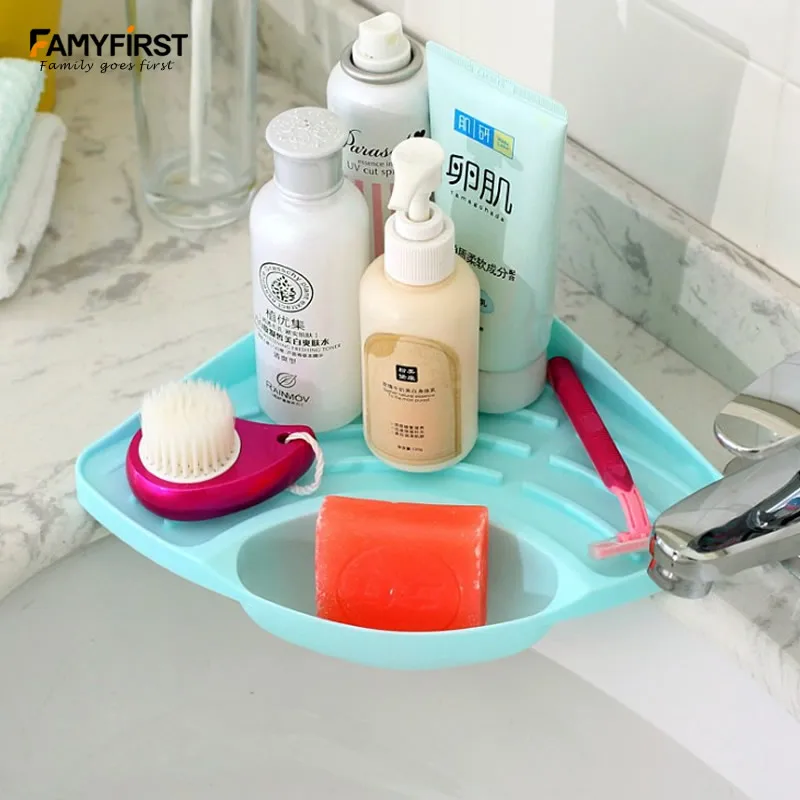 

FamyFirst Triangular Sink Rack Shelf Storage Racks Sink Sponge Stand Storage Debris Kitchen Multipurpose Dishwasher Drain Rack