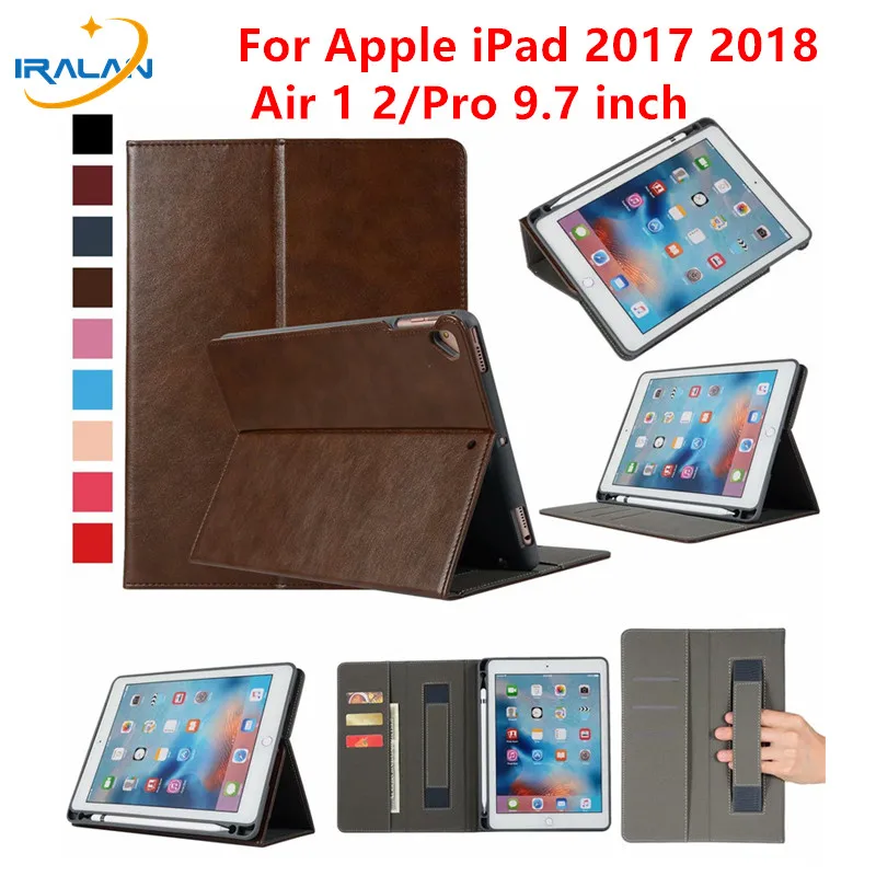 

Hot Premium Leather Smart Cover for Apple iPad 9.7 2018 2017 Case With Pencil Holder for iPad 5 6 Air 1 2 Pro 9.7 inch+Free Film