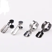 Серьги для мужчин, клинок, серьги-гвоздики из нержавеющей стали, панк, металл, рок, лезвие бритвы, хирургическая сталь, серьги-гвоздики