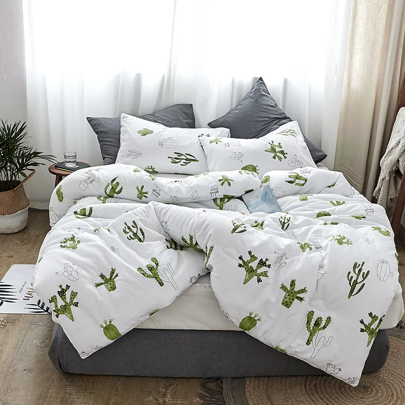 

2018 Green Cactus Quilting Comforter Sanding Cotton Fabric Polyester Filler Twin Queen King Thick Winter Quilt