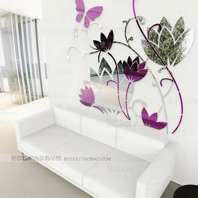 wholesale luxury ikea diy acrylic 3d wall mirror stickers cabinet