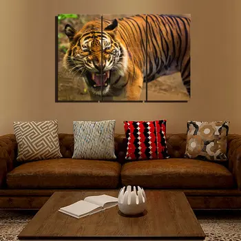 

Tiger Poster 3 Piece Home Decoration Tiger Roaring Howling Poster Painting Print On Canvas Home Office Decoration Wall Art Decor