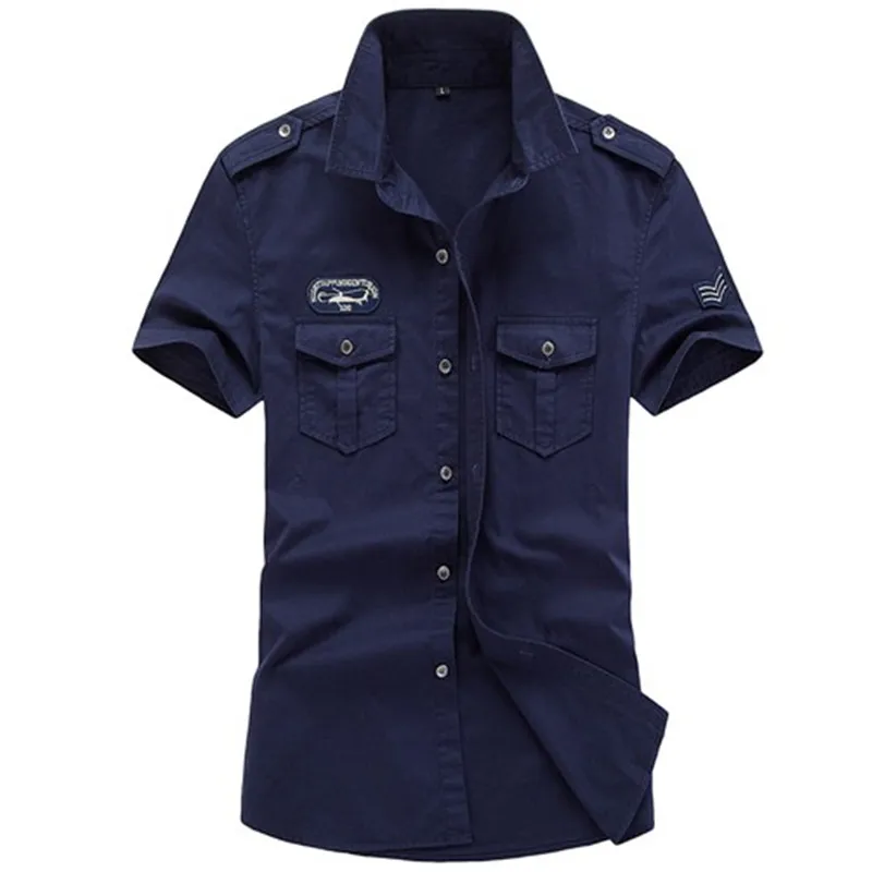 XIYOUNIAO размера плюс M~ 5XL 6XL Новая мужская летняя хлопковая рубашка поло с коротким рукавом армейская ВВС one Мужская дышащая рубашка camisa masculina - Цвет: 4