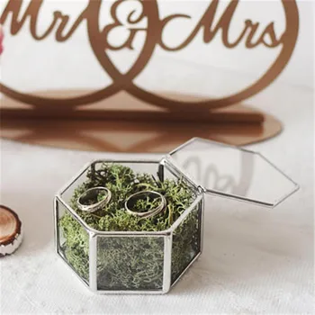 

Mini Hexagon Geometric Wedding Ring Box Ring Bearer Box Tabletop Succulent Plants Planter Wedding Decoration