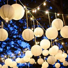 Бежевый цвет Китайский бумажный фонарь s 10-15-20-25-30-35-40см для свадьбы декоративный фонарь DIY модный цветной круглый складной фонарь
